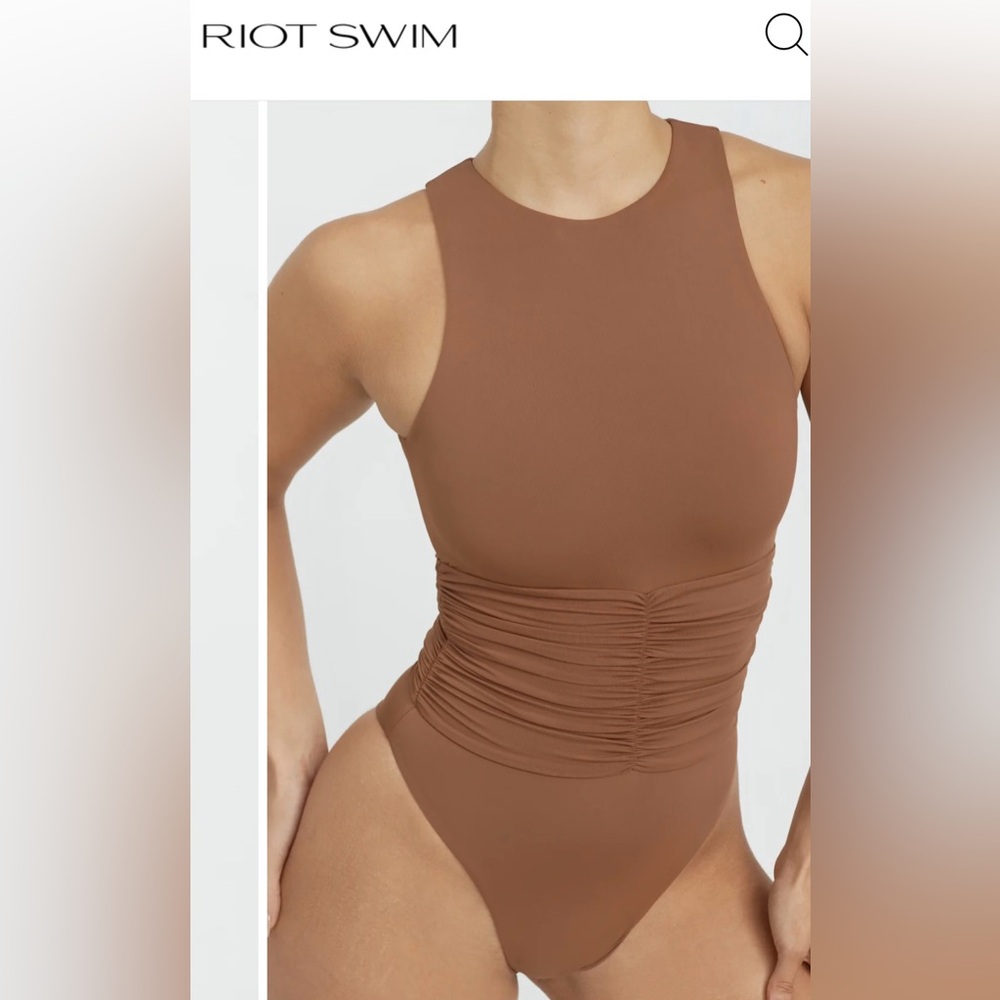 Riot Swim Jace One Piece Moderate Coverage Chocolate swimsuit size L.